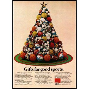1978 AMF Voit Sports Products Vintage Print Ad Christmas Tree Gifts Wall Art